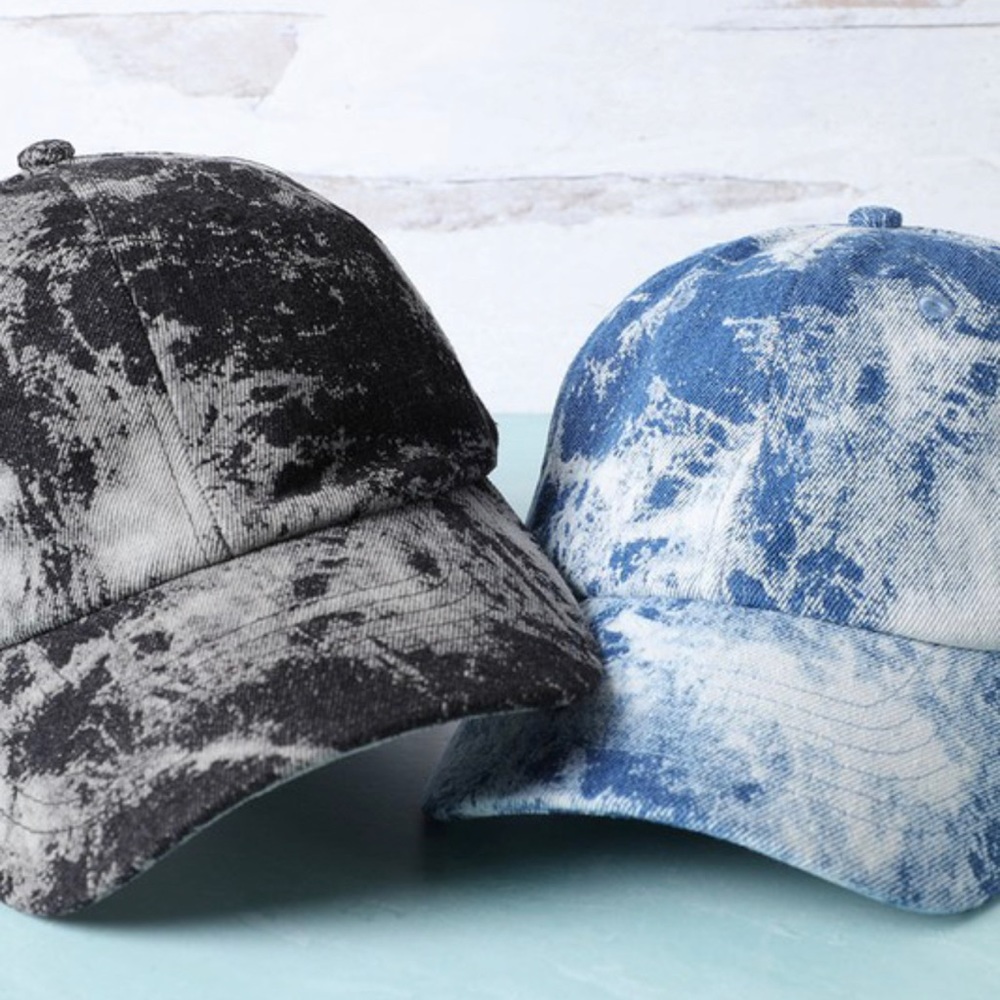 Denim acid wash baseball caps